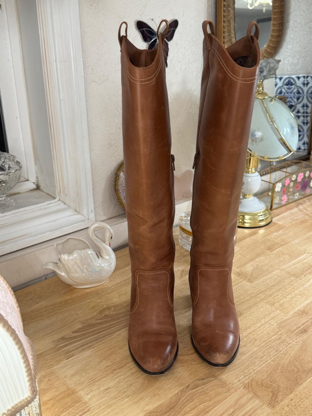Deltan Brianne Women's Size 8M Western Tall Brown Classy Chic Leather Boots - Picture 14 of 15